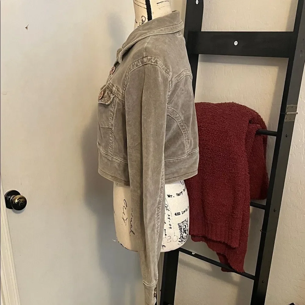 Z.Cavaricci Y2K Green Distressed Pockets Button Closure Cropped Jacket
